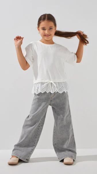 Купити Блуза трикотажна для дівчинки Aura Style 862 116 см Молочний Артикул: 2000999197994 Фото №2