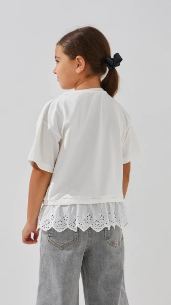 Купити Блуза трикотажна для дівчинки Aura Style 862 116 см Молочний Артикул: 2000999197994 Фото №4