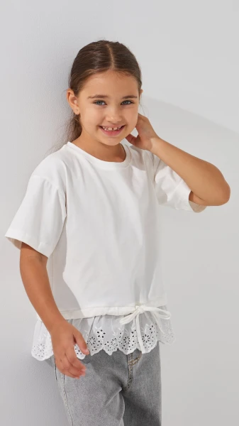 Купити Блуза трикотажна для дівчинки Aura Style 862 116 см Молочний Артикул: 2000999197994 Фото №3