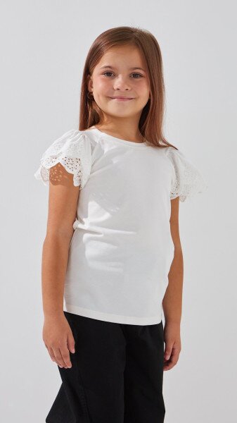 Купити Блуза трикотажна для дівчинки Aura Style 863 116 см Молочний Артикул: 2000999197840 Фото №3