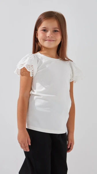 Купити Блуза трикотажна для дівчинки Aura Style 863 116 см Молочний Артикул: 2000999197840 Фото №3
