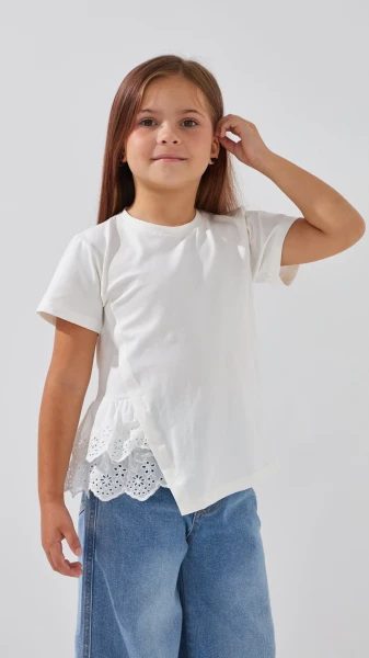 Блуза трикотажна для дівчинки Aura Style 864 116 см Молочний