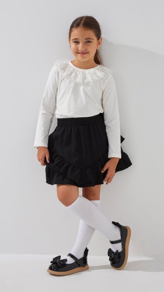 Купити Блуза трикотажна для дівчинки Aura Style 866 128 см Молочний Артикул: 2000999197604 Фото №2