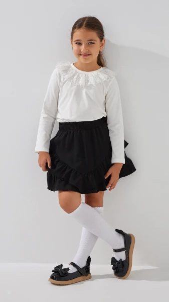 Купить Блуза трикотажная для девочки Aura Style 866 128 см Молочный Артикул: 2000999197604 Фото №2