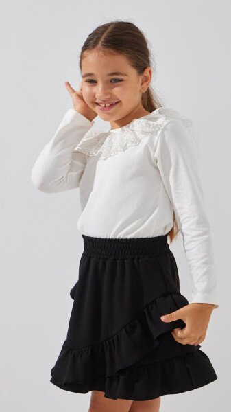 Купити Блуза трикотажна для дівчинки Aura Style 866 128 см Молочний Артикул: 2000999197604 Фото №3