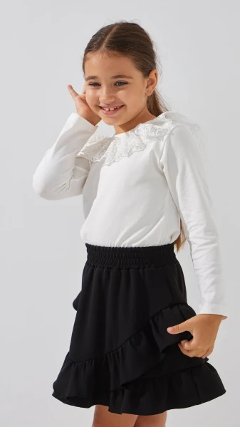 Купить Блуза трикотажная для девочки Aura Style 866 128 см Молочный Артикул: 2000999197604 Фото №3