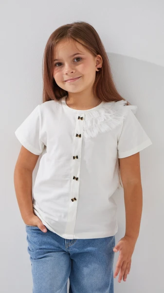 Блуза трикотажна для дівчинки Aura Style 867 116 см Молочний
