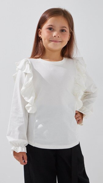 Купити Блуза трикотажна для дівчинки Aura Style 868 116 см Молочний Артикул: 2000999197550 Фото №3