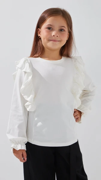 Купить Блуза трикотажная для девочки Aura Style 868 116 см Молочный Артикул: 2000999197550 Фото №3