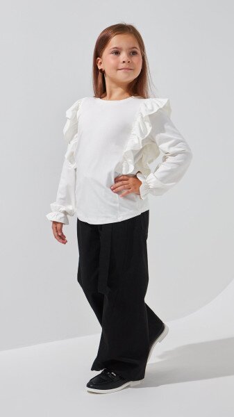 Купити Блуза трикотажна для дівчинки Aura Style 868 116 см Молочний Артикул: 2000999197550 Фото №4