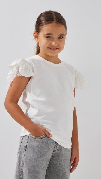 Купить Блуза трикотажная для девочки Aura Style 869 110 см Молочный Артикул: 2000999197697 Фото №3