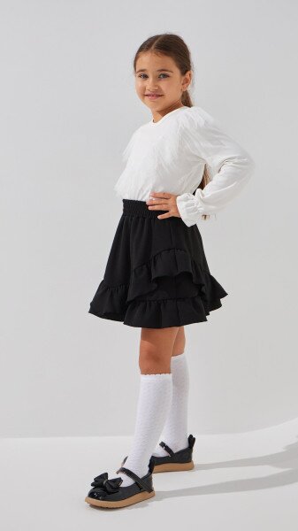 Купить Блуза трикотажная для девочки Aura Style 870 110 см Молочный Артикул: 2000999197741 Фото №4