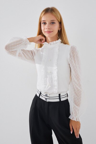 Блуза трикотажная для девочки Vio Faloni 3252 152 см Молочный (2000990495624D)(SC)