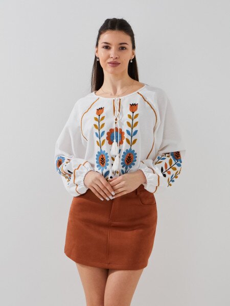 Купить Блуза с принтом женская GENUA G01104-0009 4XL Белый Артикул: 2000999449307 Фото №1