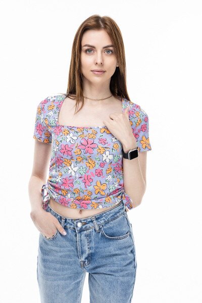 Топ з візерунком жіноча Dont Fashion 1791 S Блакитний (2000989619598S)