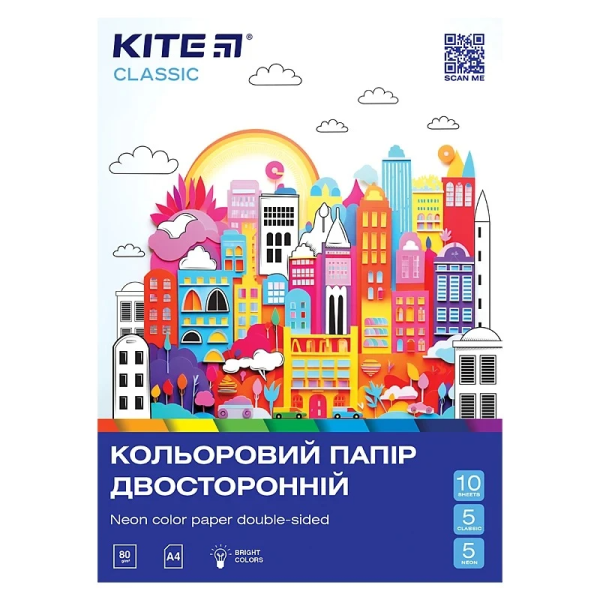 Папір кольоровий &quot;Classic&quot; Kite K-288 10 кольорів (4063276211439)(SC)