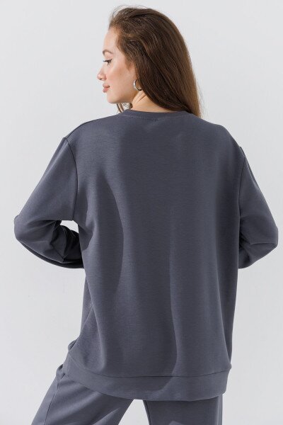Купить Свитшот однотонный женский 242124-K XS Графитовый (2000990661999D) Артикул: 2000990661999 Фото №4