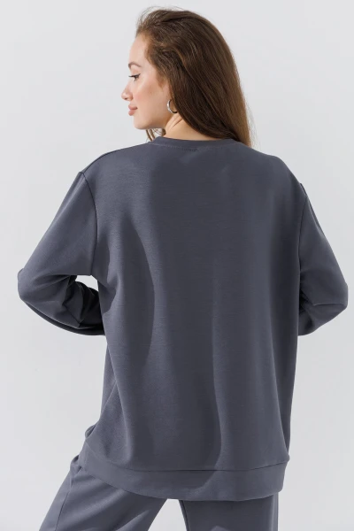 Купить Свитшот однотонный женский 242124-K XS Графитовый (2000990661999D) Артикул: 2000990661999 Фото №4