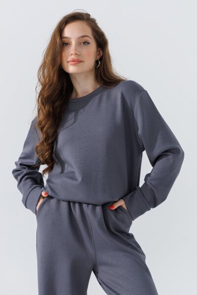 Купить Свитшот однотонный женский 242124-K XS Графитовый (2000990661999D) Артикул: 2000990661999 Фото №2