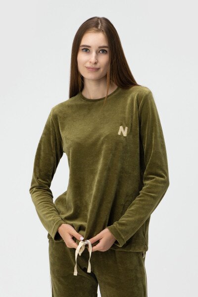Свитшот однотонный женский Nicoletta 87126-K S Хаки (2000990026637D)
