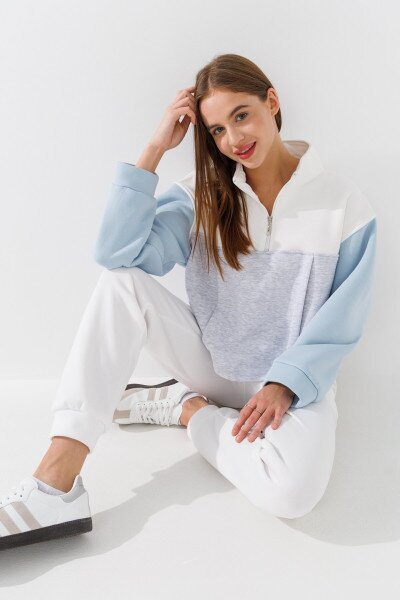 Свитшот женский Crep 83590 XS Бело-голубой