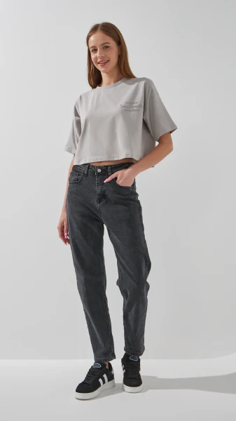 Купить Джинсы Mom Fit женские 130125 34 Черный Артикул: 2000990945655 Фото №1