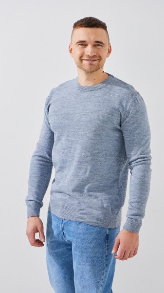 Купить Джемпер однотонный мужской GENUA G01205-0002 S Джинсовый Артикул: 2000999471346 Фото №3