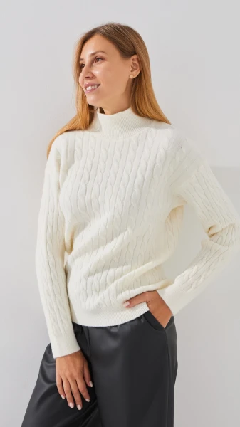Купить Джемпер однотонный женский 04 One Size Молочный Артикул: 2000999165931 Фото №3