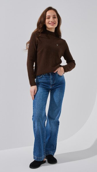 Купить Джемпер однотонный женский 610 One Size Коричневый Артикул: 2000991038578 Фото №2