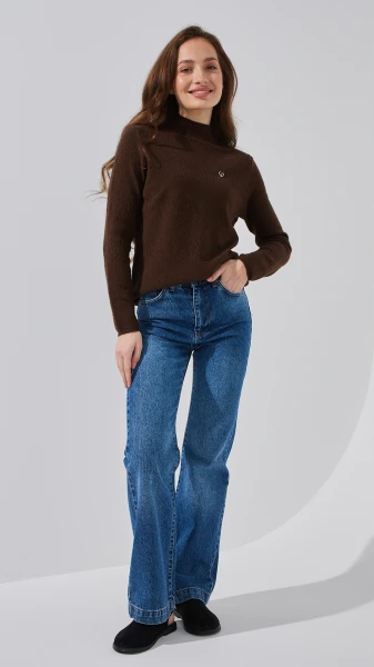 Купить Джемпер однотонный женский 610 One Size Коричневый Артикул: 2000991038578 Фото №2