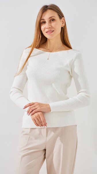 Купить Джемпер однотонный женский GENUA G01106-0004 XS Молочный Артикул: 2000999386411 Фото №1