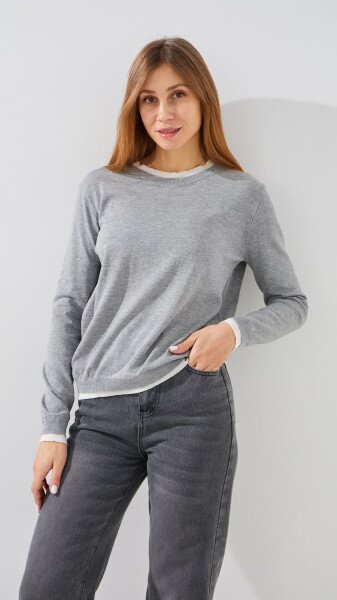 Купить Джемпер однотонный женский GENUA G01106-0006 XS Серый Артикул: 2000999386510 Фото №1