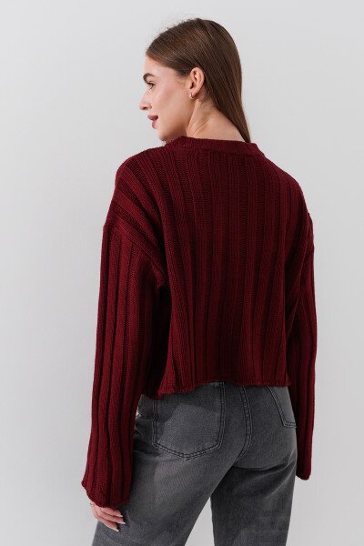 Купить Джемпер однотонный женский Pomella 2256 One Size Бордовый Артикул: 2000990849861 Фото №4