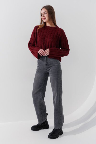 Купить Джемпер однотонный женский Pomella 2256 One Size Бордовый Артикул: 2000990849861 Фото №2