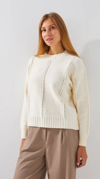 Купить Джемпер однотонный женский RB-20 One Size Молочный Артикул: 2000999206658 Фото №3