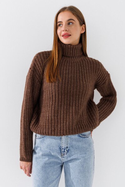 Джемпер однотонний жіночий 5015 One Size Коричневий