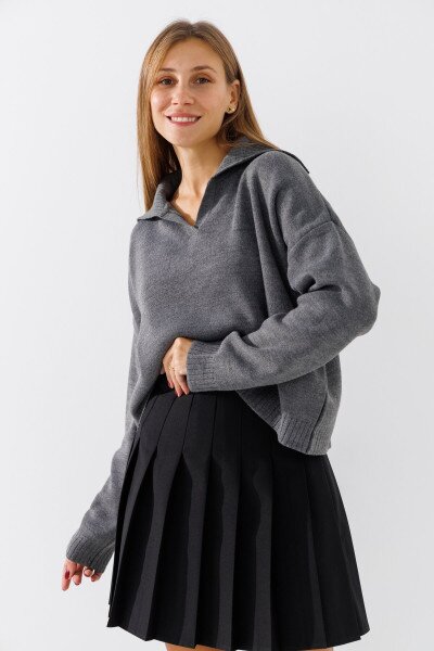 Джемпер однотонный женский 6509 One Size Темно-серый