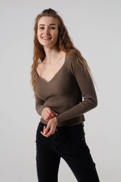 Джемпер однотонный женский 98828 S Кофейный (2000990335845D)