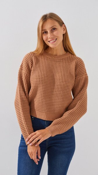 Купить Джемпер однотонный женский On me 225004 One Size Бежевый Артикул: 2000990151223 Фото №1