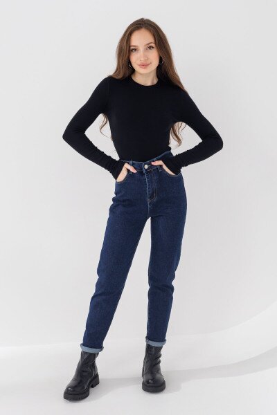 Купить Джинсы Mom Fit женские 1318 25 Синий (2000990693631D) Артикул: 2000990693631 Фото №2