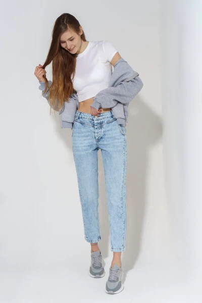 Купить Джинсы Mom Fit женские Karol 23543 38 Голубой (2000990360625D) Артикул: 2000990360625 Фото №4