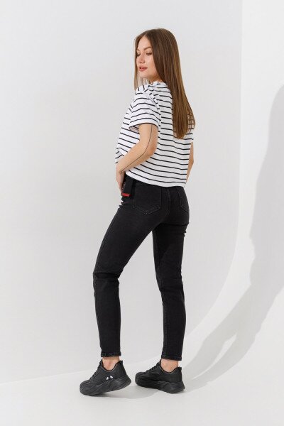 Купить Джинсы Mom Fit женские Zeo Basic 2260 36 Черный Артикул: 2000990956217 Фото №4