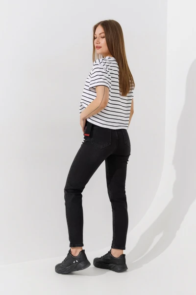 Купить Джинсы Mom Fit женские Zeo Basic 2260 36 Черный Артикул: 2000990956217 Фото №4