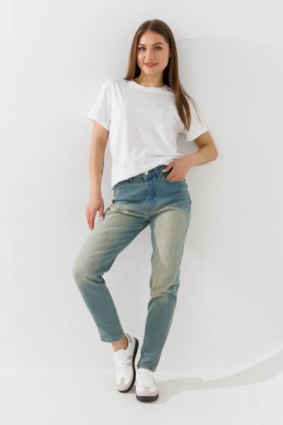 Купить Джинсы Mom Fit женские Zeo Basic 4155 34 Синий Артикул: 2000990955197 Фото №1