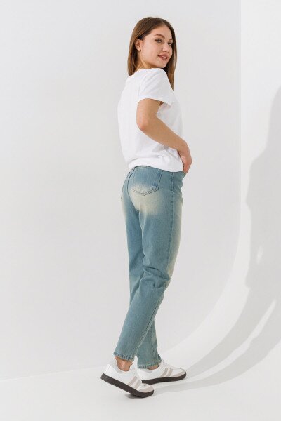 Купить Джинсы Mom Fit женские Zeo Basic 4155 34 Синий Артикул: 2000990955197 Фото №3