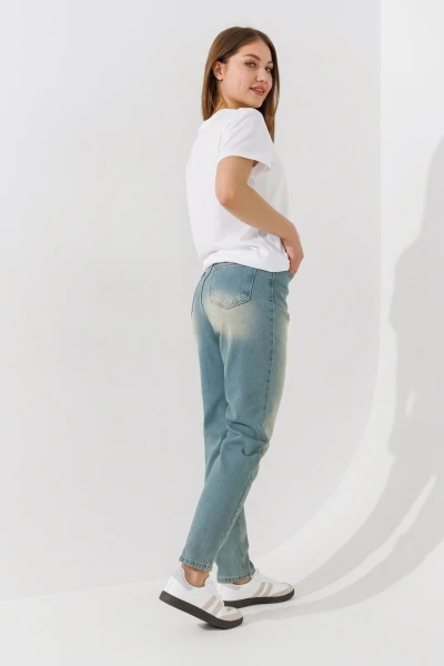 Купить Джинсы Mom Fit женские Zeo Basic 4155 34 Синий Артикул: 2000990955197 Фото №3