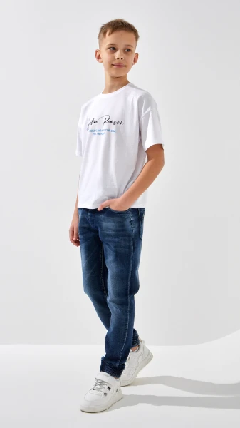 Купить Джинсы Joggers для мальчика Неслухнянки HB-8956 140 см Синий Артикул: 2000999165757 Фото №3