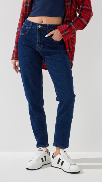 Купить Джинсы Mom Fit женские 1319 25 Синий Артикул: 2000999170591 Фото №2
