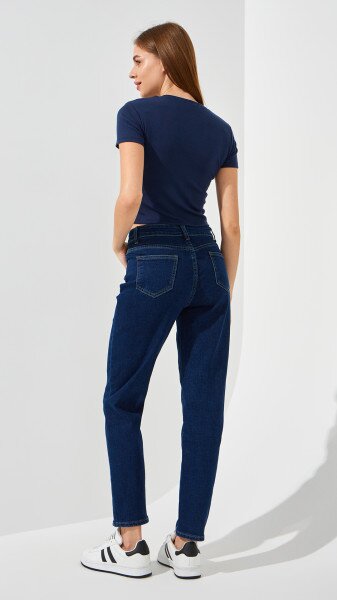 Купить Джинсы Mom Fit женские 1319 25 Синий Артикул: 2000999170591 Фото №4
