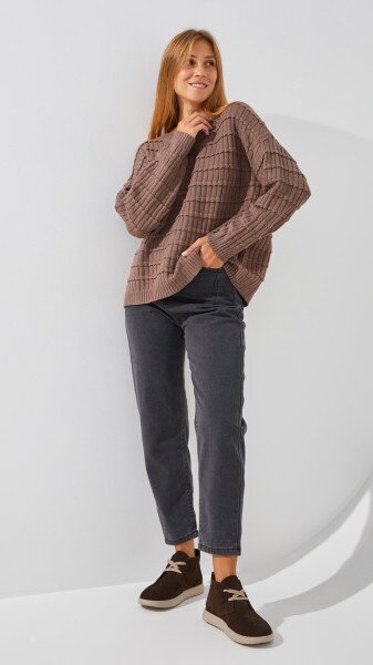 Купить Джинсы однотонные Mom Fit женские 1907 M Серый Артикул: 2000999193088 Фото №1